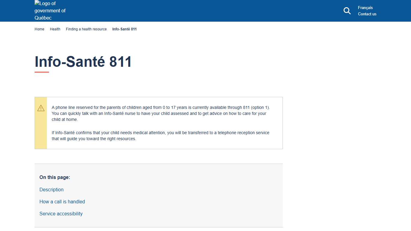 Info-Santé 811 Gouvernement du Québec